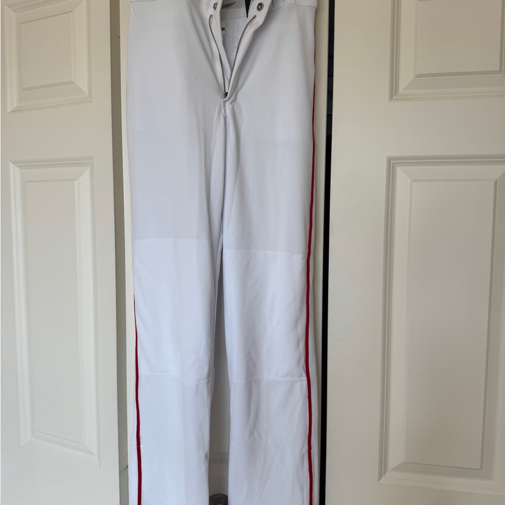 Champro Youth Large white baseball pants with red stripe